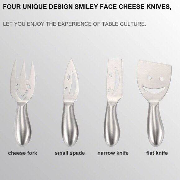 Cheese Knives Set Of 4 Metalla Stainless Steel blades - Picture 3 of 4